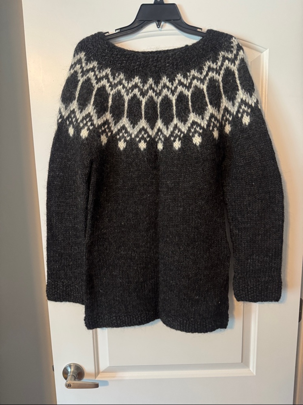 Charcoal Black Nordic Yoke Crewneck Sweater
